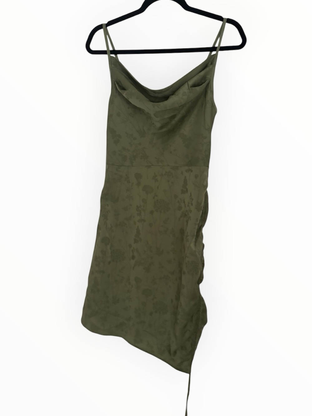 Cider NWT cowl neck ruched side green floral dress Size S #dress #fashion